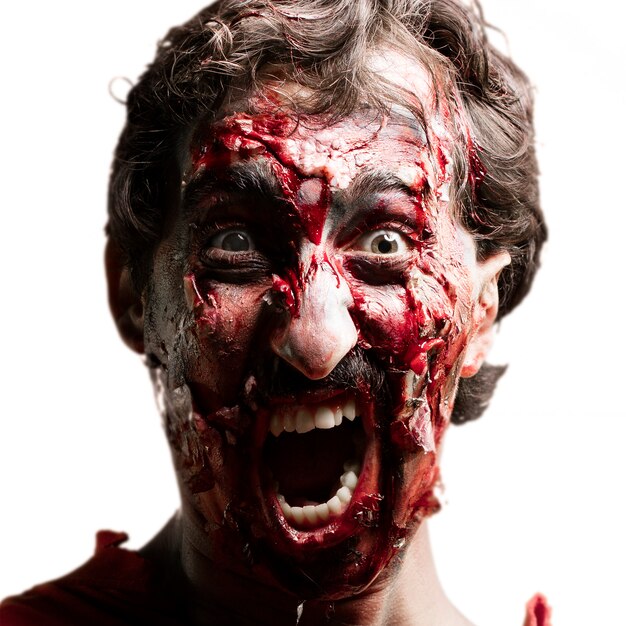 Cara de zombie gritando