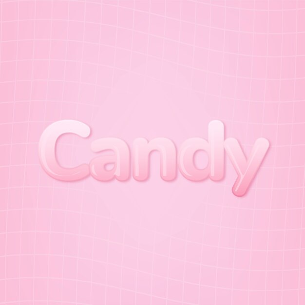 Caramelo en palabra en estilo de texto rosa chicle