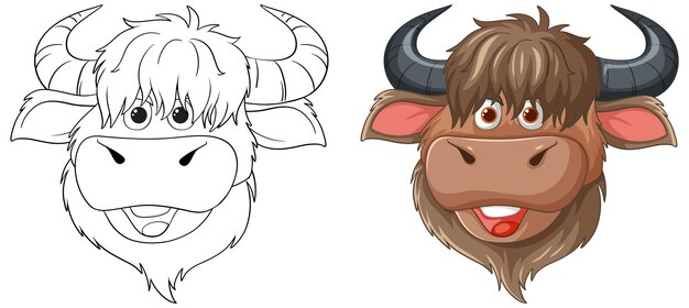 Las caricaturas felices de los rostros de los yak