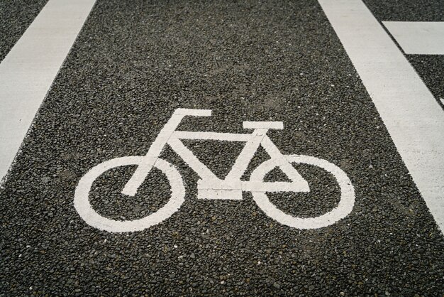 Carril de bicicleta en el camino