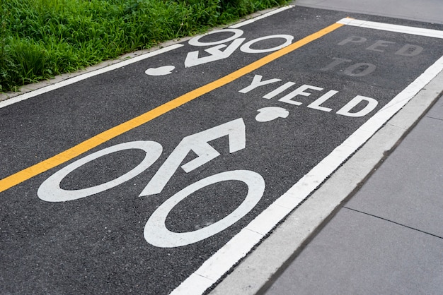 Carril de bicicleta closeup