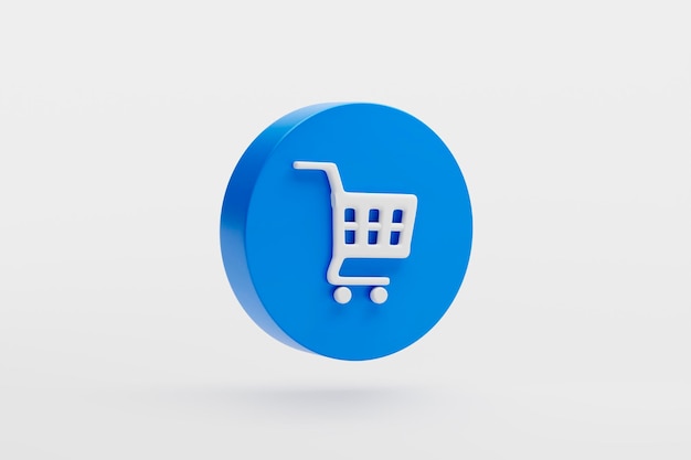 Carrito de compras tienda de comercio electrónico tienda en línea sitio web de dibujos animados icono signo o símbolo ilustración renderización 3D