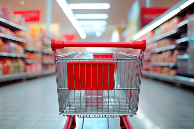 Foto gratuita carrito de compras vacío dentro de un supermercado