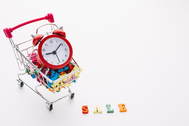 Carro de compras con concepto de gestión del tiempo