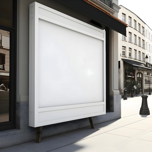 Cartel blanco en blanco en la calle Mock up 3D Rendering