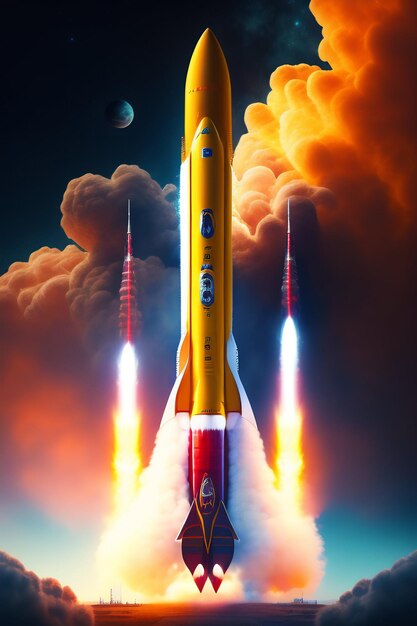 Un cartel para el lanzamiento del transbordador espacial.