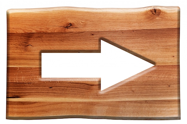 Cartel de madera con una flecha
