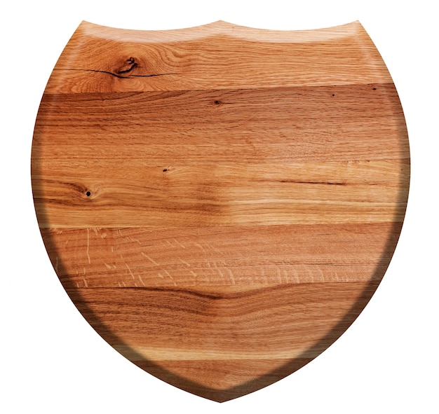 Cartel de madera con forma de escudo