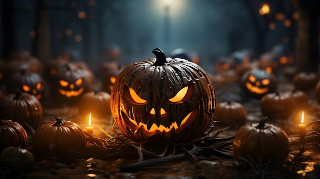 Foto gratuita cartel malvado de la calabaza de halloween