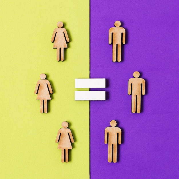 Cartón personas mujeres y hombres igualdad
