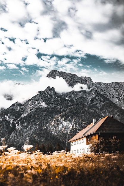 casa blanca y marrón en un paisaje natural