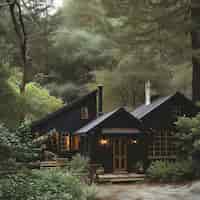 Foto gratuita casa fotorrealista con arquitectura de madera y estructura de madera