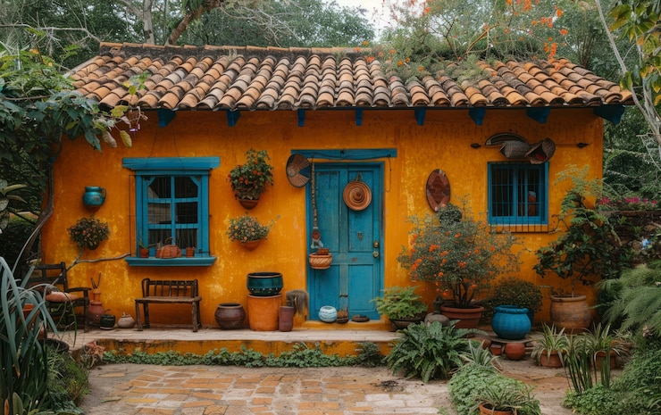 Foto gratuito casa mexicana de colores