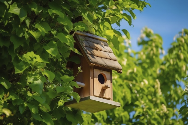 Foto gratuita casa de pájaros coloridos al aire libre