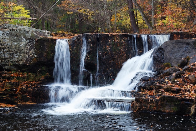 Cascada de otoño en la montaña