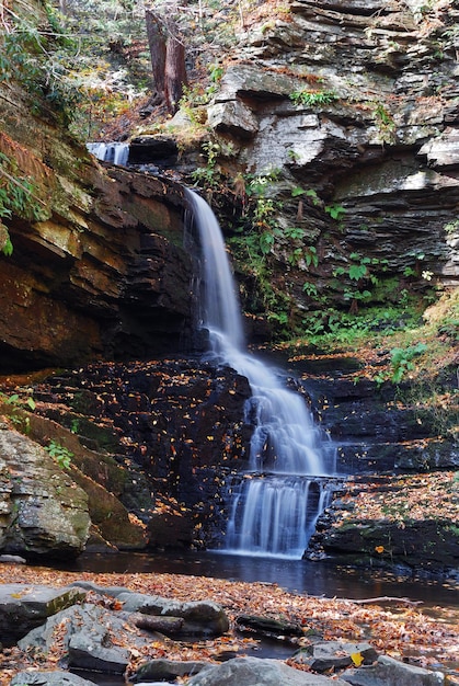 Foto gratuita cascada de otoño en la montaña