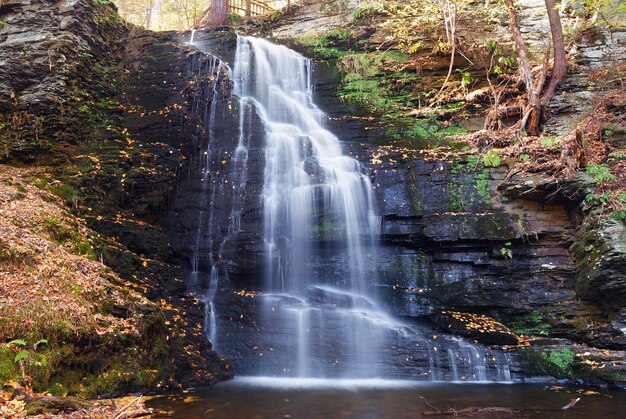 Cascada de otoño en la montaña