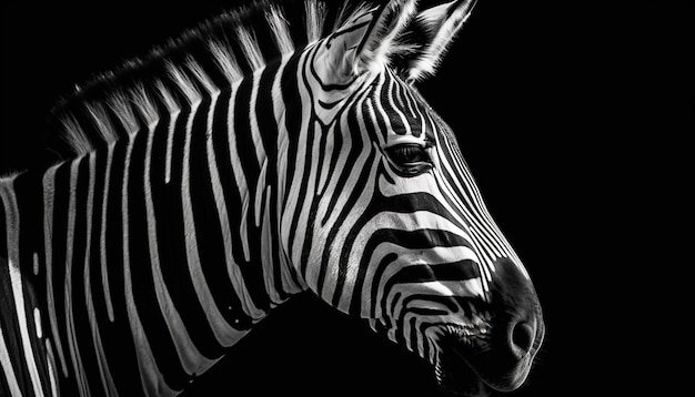 Foto gratuita cebra rayada en elegancia en blanco y negro generada por ia