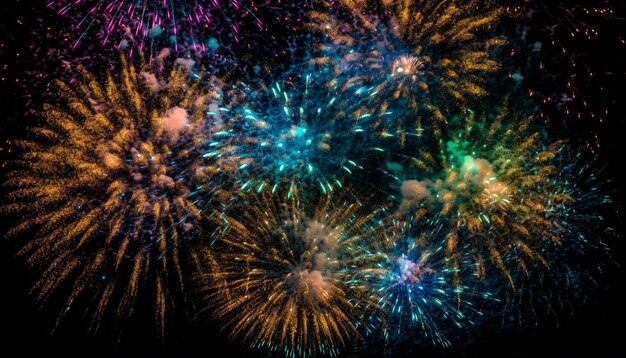 Celebración del 4 de julio que explota un vibrante espectáculo de fuegos artificiales generado por IA