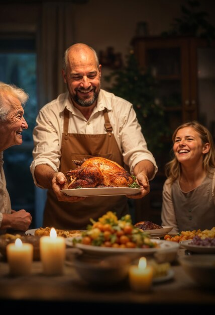 Celebración de Acción de Gracias con comida deliciosa