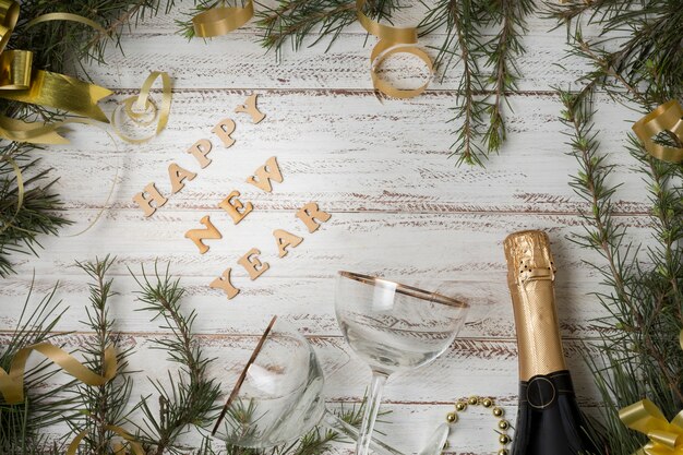 Celebración de año nuevo con champaña