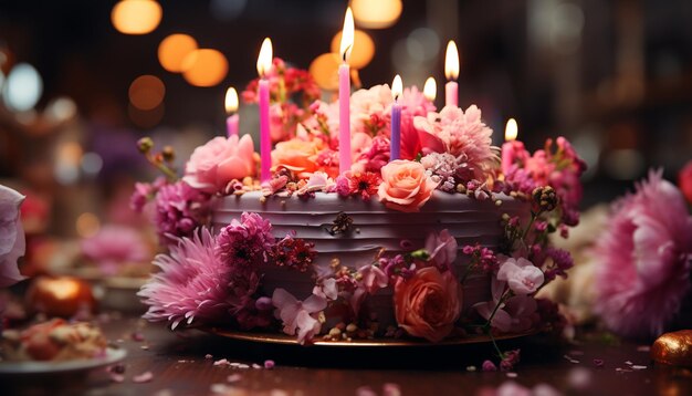 Foto gratuita una celebración de boda romántica con un ramo de flores rosas como pieza central generada por inteligencia artificial