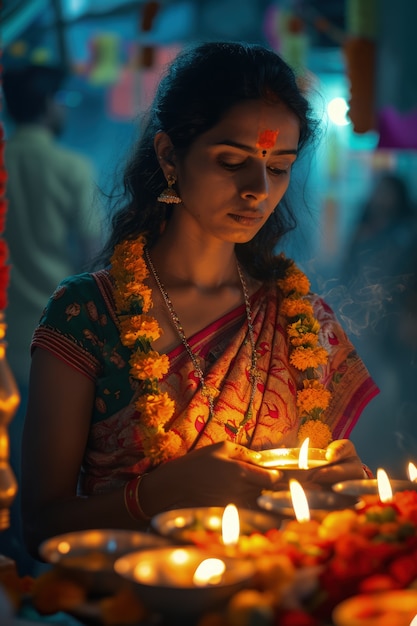 Foto gratuita celebración de la deidad navratri.