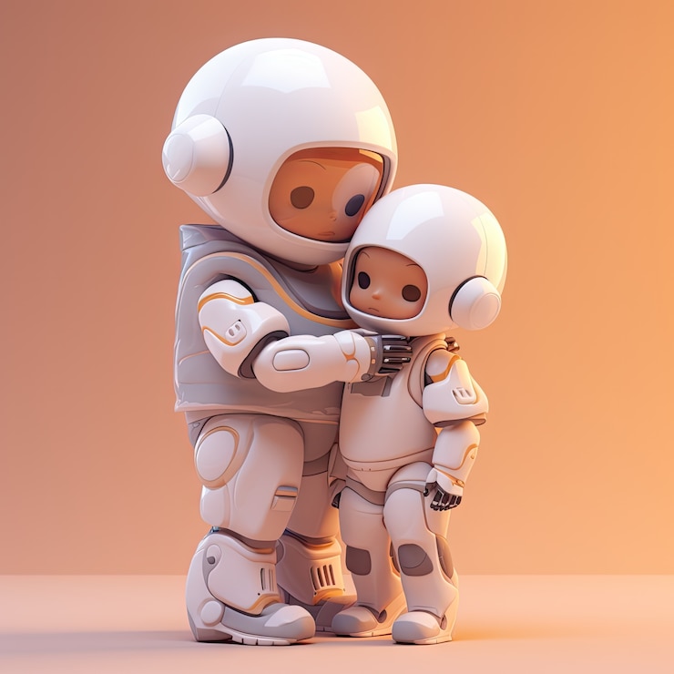 Foto gratuito celebración del día del abrazo con robots
