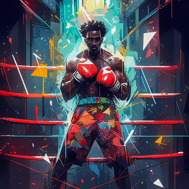 Celebración del día del boxeo al estilo del arte digital