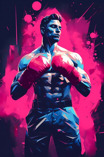 Celebración del día del boxeo al estilo del arte digital