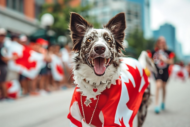 Celebración del Día de Canadá con el símbolo de la hoja de arce