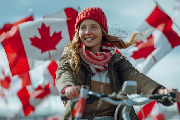 Celebración del Día de Canadá con el símbolo de la hoja de arce