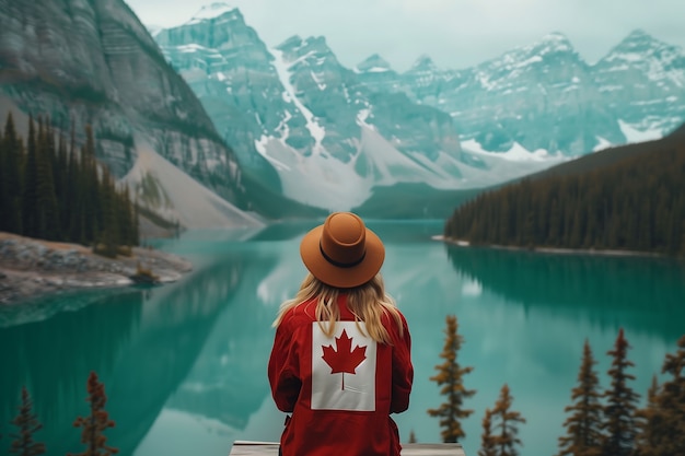 Celebración del Día de Canadá con el símbolo de la hoja de arce