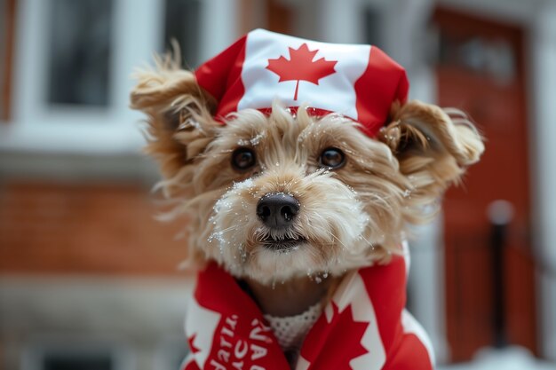 Celebración del Día de Canadá con el símbolo de la hoja de arce