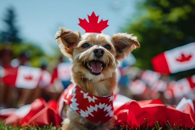 Celebración del Día de Canadá con el símbolo de la hoja de arce