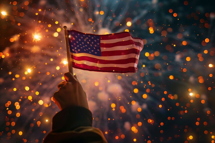 Foto gratuito celebración del día de la independencia de los estados unidos con bandera