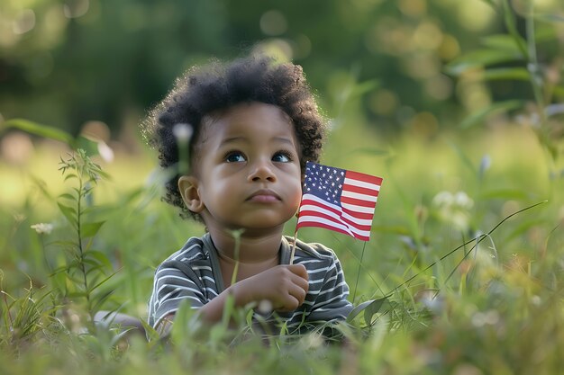 Celebración del día de la independencia de los Estados Unidos con bandera