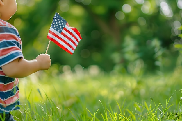 Celebración del día de la independencia de los Estados Unidos con bandera