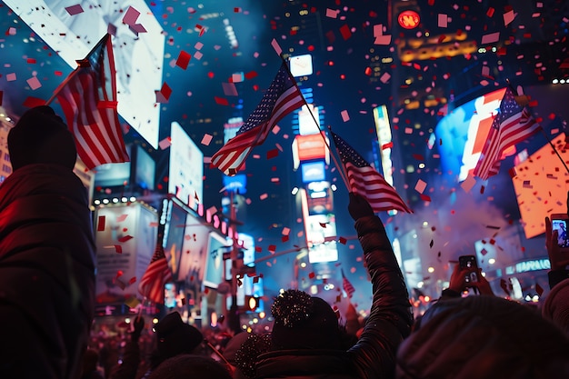 Celebración del día de la independencia de los Estados Unidos con bandera