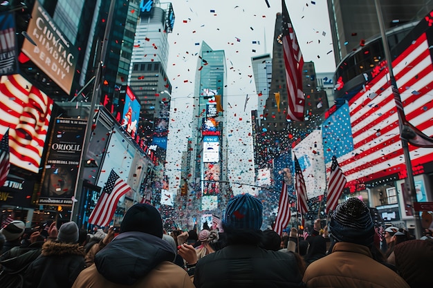 Celebración del día de la independencia de los Estados Unidos con bandera