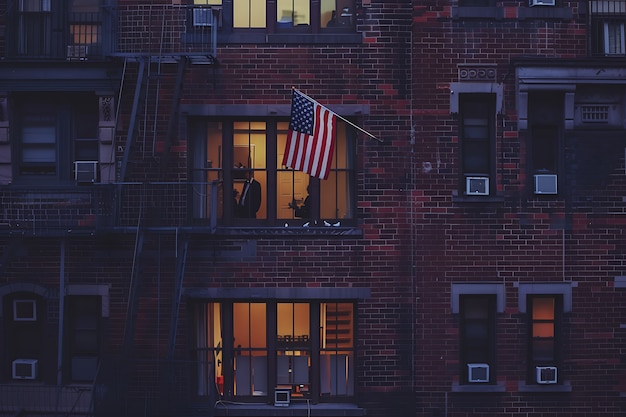 Celebración del día de la independencia de los Estados Unidos con bandera