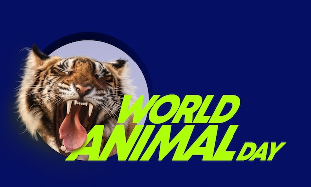 Celebración del día mundial de los animales con tigre feroz