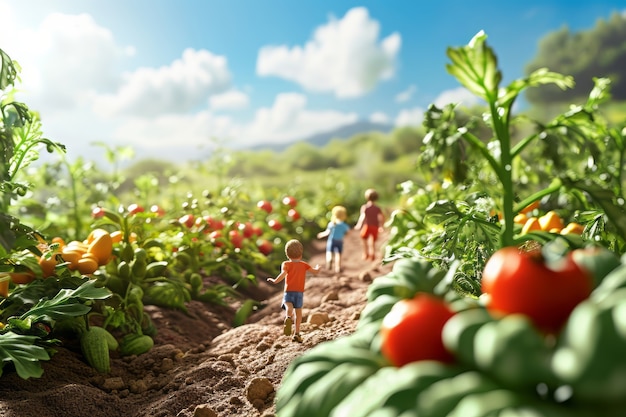 Celebración del Día Mundial de la Salud con comida saludable.