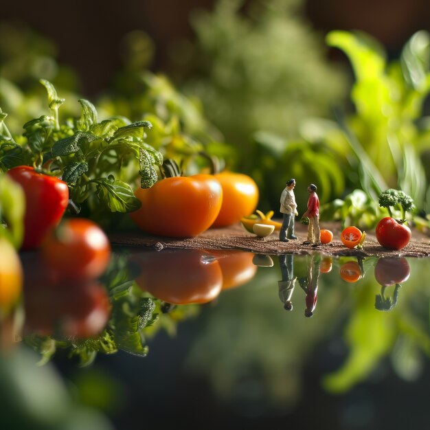 Celebración del Día Mundial de la Salud con comida saludable.