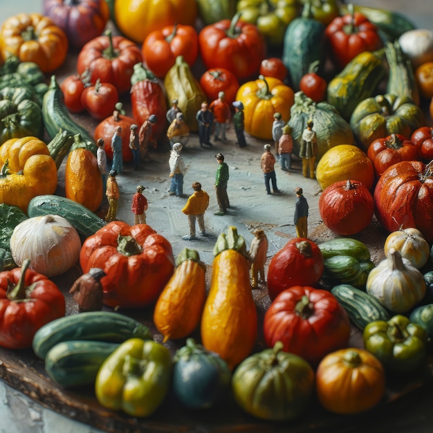 Celebración del Día Mundial de la Salud con comida saludable.