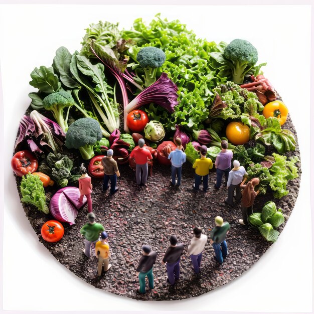 Celebración del Día Mundial de la Salud con comida saludable.