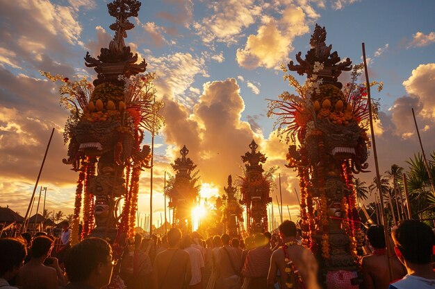 Celebración del día Nyepi en Indonesia