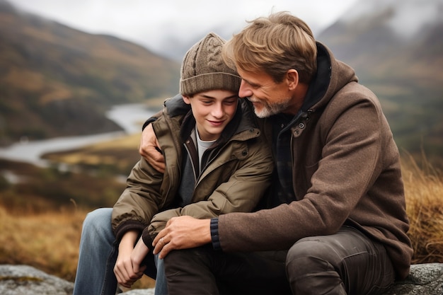 Foto gratuita celebración del día de los padres con el niño