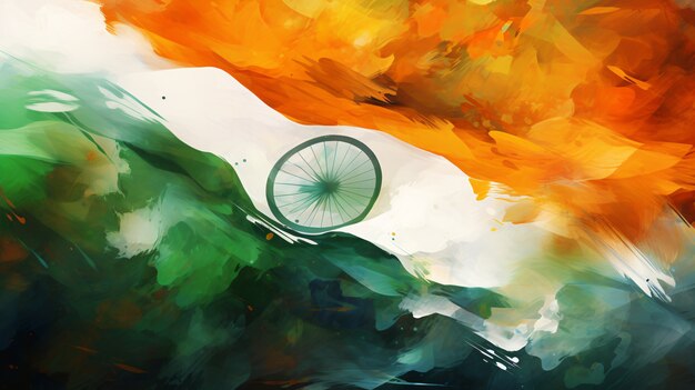 Celebración del Día de la República de la India arte digital con bandera