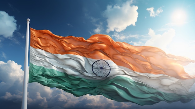 Celebración del Día de la República de la India arte digital con bandera